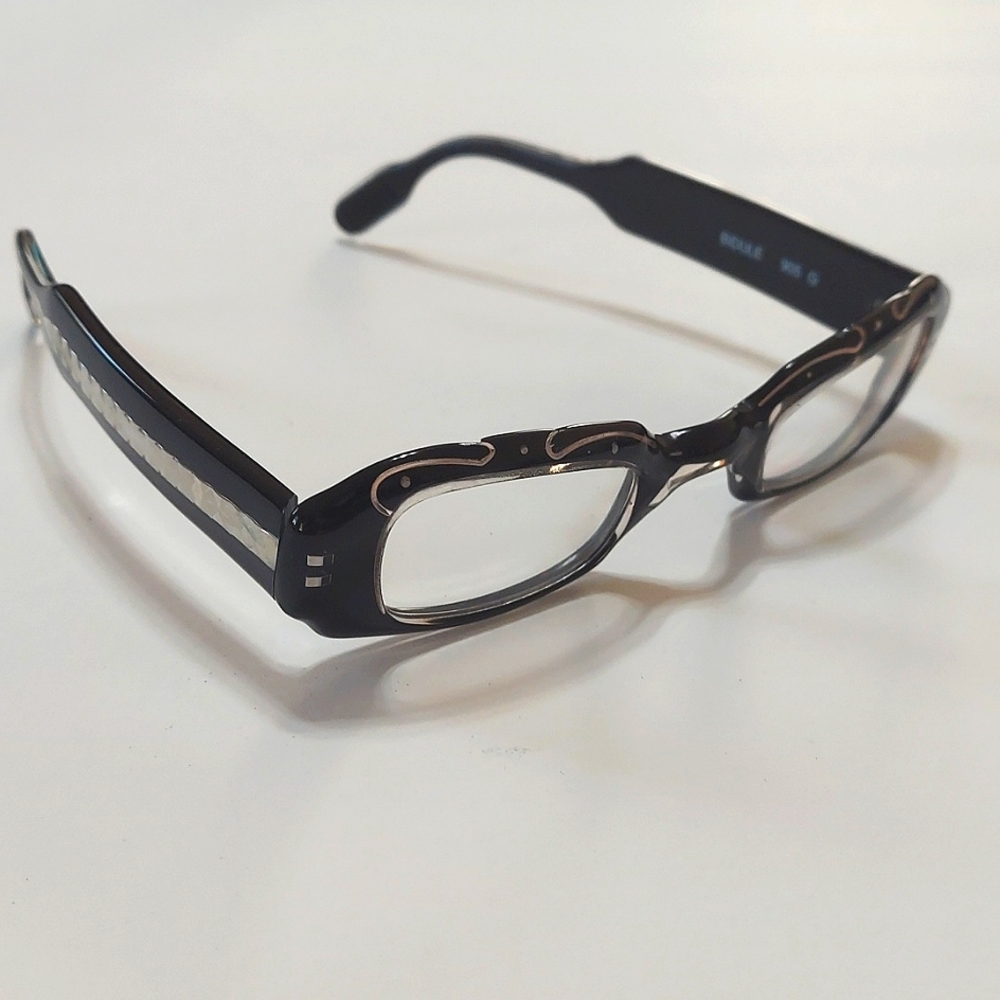 Anne et Valentin Ladies Black Frame With Clear Swirl Beautiful Eyeglasses